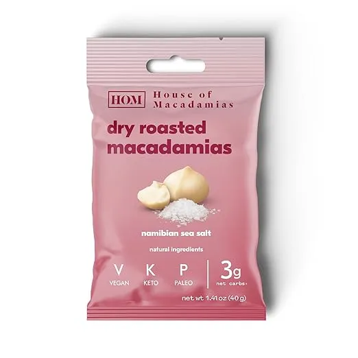 House of Macadamias Premium Seasoned Macadamia Nut Snack packs, Only 282 calories per pack, Namibian Sea Salt, Zero Sugar, Bulk Nuts, Keto, Vegan, Paleo, All Natural, Dairy Free, Healthy Snack, 12 x 1.41oz