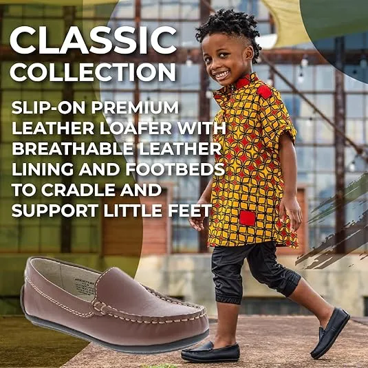 FOOTMATES Brooklyn Slip-On Penny Loafer Boys Shoes, Girls Shoes, with Wide Toe Box and Custom-Fit Insoles, Non-Marking Outsoles - for Toddlers, Little Kids, and Big Kids, Ages 1-12