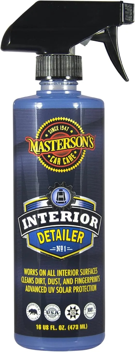 MASTERSON'S CAR CARE MCC_118_16 Interior Detailer and Protectant - Works On Dashboards, Screens, Navigation, Doors Panels, Cup Holders - Solar Protection Formula (16 oz)