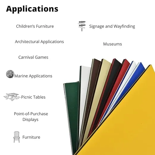 King ColorCore Plastic Sheet 1/4" x 12" x 24" Black- Arctic White-Black Color Core, HDPE Board, High Density Polyethylene Panel