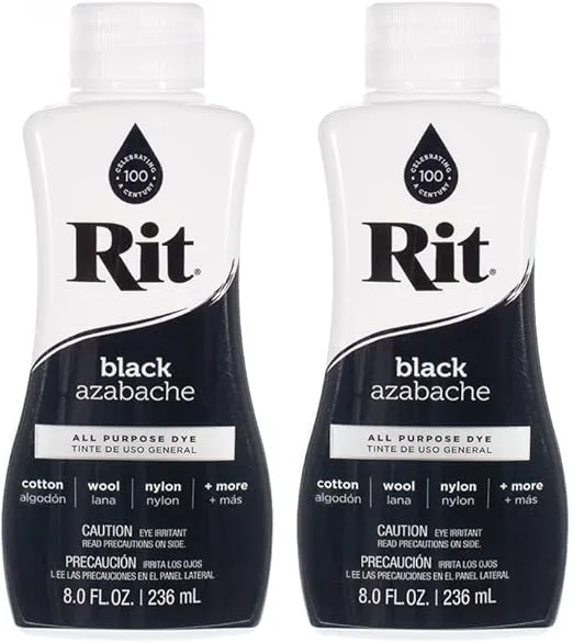 Rit Dye Multi-Purpose Liquid 8 OZ. | Great for Clothing, Accessories, Décor, and Much More | 2-Pack, Black