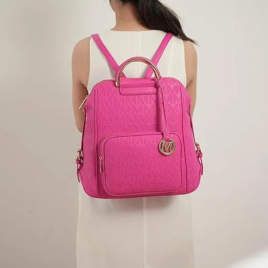 MKF Collection Vegan Leather Backpack Purse for Women, Ladies Fashion Travel Bag, Big Bookbag Top-Handle Daypack by Mia K