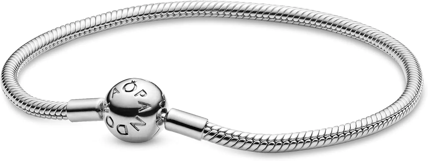 Pandora Jewelry Smooth Moments Snake Chain Charm Sterling Silver Bracelet, 7.1"