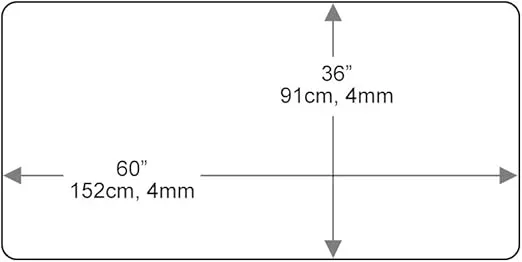 36" x 60" Rectangle Glass Table Top - Tempered - 3/8" Thick - Flat Polished Glass - Radius Corners