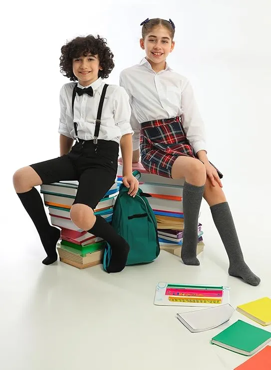 Knee High Socks for Girls Boys Toddlers, Unisex Little Kids, Soft, Long School Uniform Socks 3-14 Years Old, 3 6 Pairs