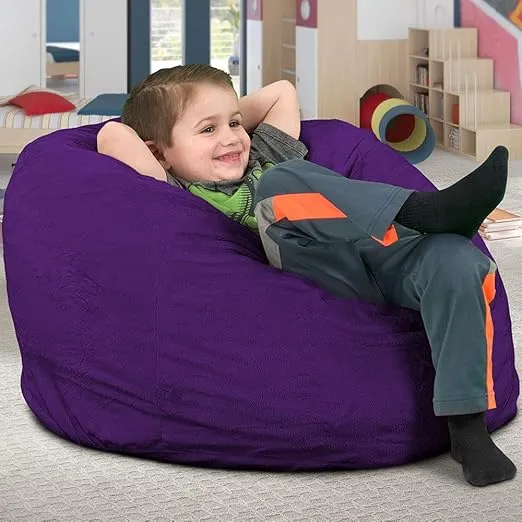 ULTIMATE SACK Kids (30") Bean Bag Chair Cover in Multiple Colors: Cover ONLY. (Kids, Purple Suede)