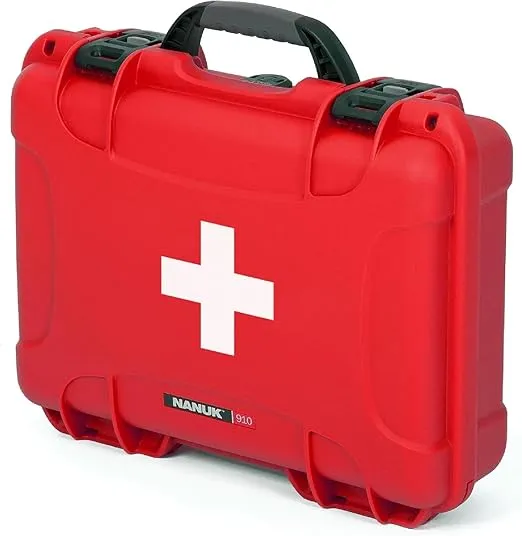 Nanuk 910 Waterproof First Aid Prepper Survival Gear Dust and Impact Resistant Case - Empty - Red, 910-FSA9