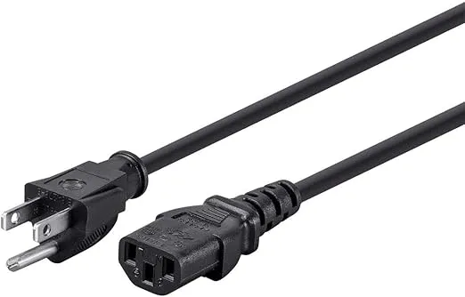Monoprice 105295 25Ft 14AWG Power Cord Cable w/ 3 Conductor PC Power Connector Socket, 15A (NEMA 5-15P to IEC-320-C13) Black