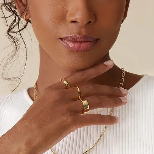 PAVOI 18K Gold Plated 3 Rings Set | Gold Stacking Rings for Women | Stacking Ring Set