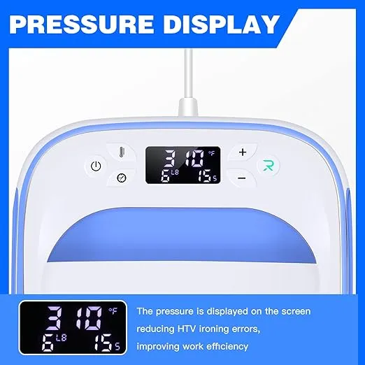 HTVRONT Heat Press Machine for T Shirts, 10"X10" Portable Tshirt Press Machine, Fast Heat-up Iron Press Heat Transfer Machine for Hat, Vinyl,Sublimation (Blue)