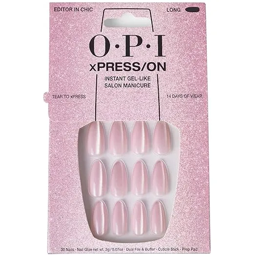 OPI xPRESS/ON Press on Nails | Long Almond Nail Art Press On Nails | With Nail Glue | Long Lasting, Reusable, Non-damaging
