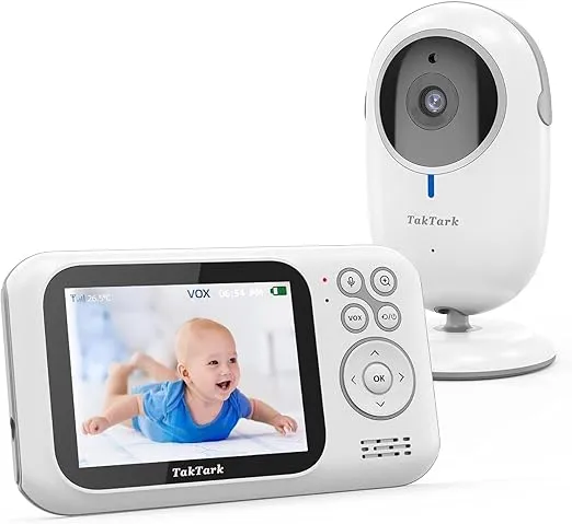 TakTark Baby Monitor, 3.2'' Color LCD Screen, 2 Way Audio, Infrared Night Vision, Digital Zoom, VOX Mode, Room Temperature Display, Long Range