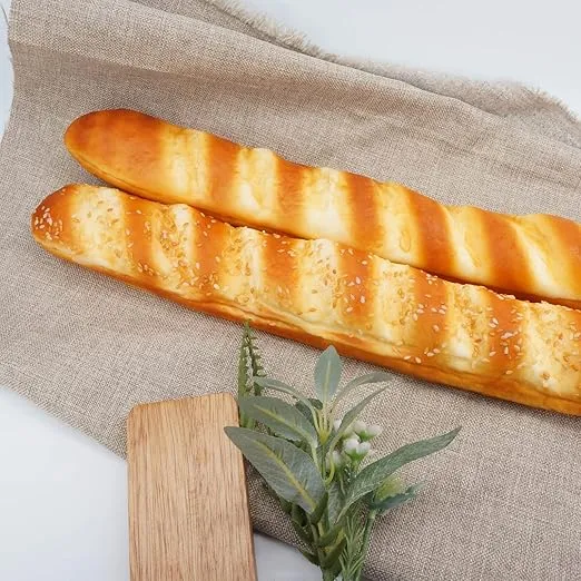 Long Fake Baguette and Realistic French Bread - Artificial Cake Dessert Decor and Faux Pastries Food Replica for Kitchen and Bakery Display (Long Baguette)