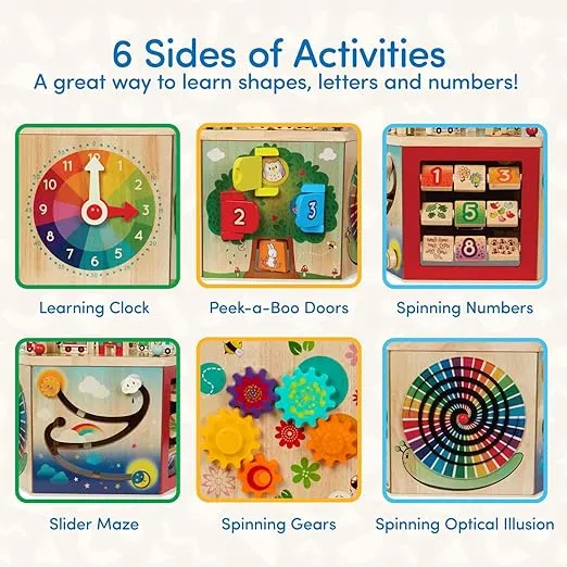 Battat – Wooden Activity Cube – City-Themed Activity Center – Educational Toys- Wooden Toys For Toddlers And Kids- 1 year +