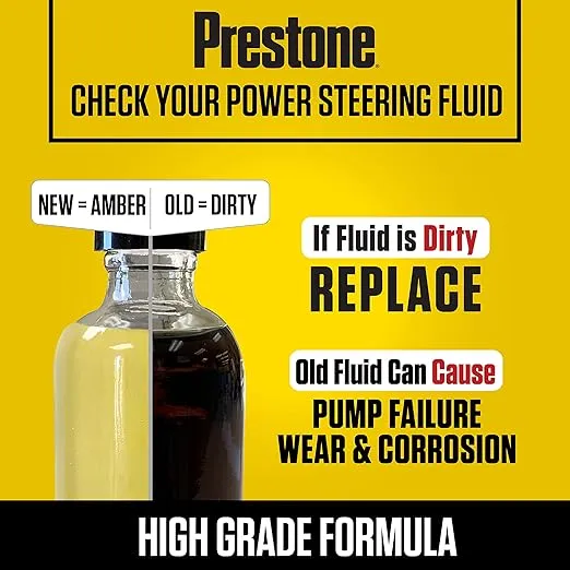 Prestone AS262-12PK Power Steering Fluid with Stop Leak - 12 oz, (Pack of 12) , Yellow