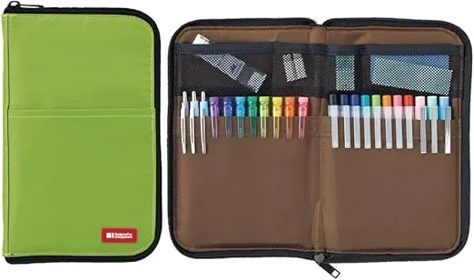 LIHITLAB LAB Slim Pen/Pencil Pouch, Wide, 0.7 × 5.5 × 8.5 Inches, Yellow Green (A7653-6)