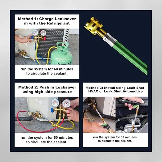 Leak Saver Direct Inject Ultimate 3-in-1 | AC Refrigerant Leak Sealer | with UV Dye & Moisture Remover | for Most HVAC Systems Up to 5 Tons - Professional AC Leak Sealer - AC Stop Leak