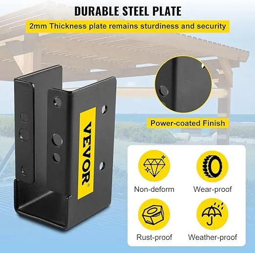 VEVOR Concealed Joist Hanger, 2"x4" Outdoor Accent Concealed-Flange, Pack of 24 Concealed Joist Bracket, Q235 Steel Plate Powder-Coated Concealed Face Mount Joist Hanger for 2"x4" Beam Swing, 3.7"