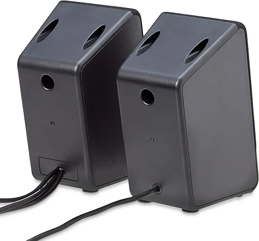Amazon Basics USB-Powered Computer Speakers for Desktop or Laptop PC with Volume Control, Plug-N-Play, Black