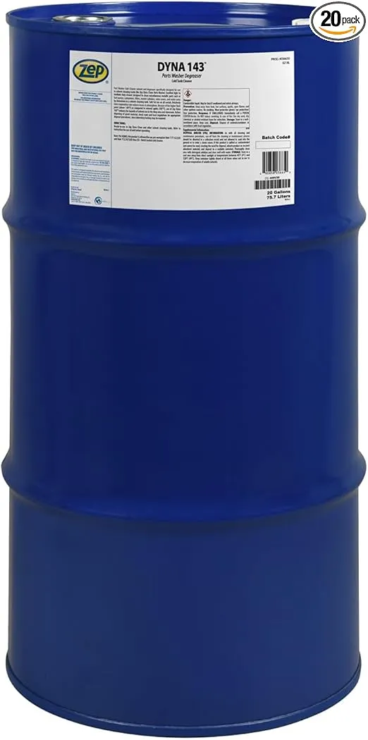 Zep Dyna 143 Parts Washer Solvent - 20 Gallons (1 Drum) 36650 - Designed for use in Parts Washer, Dyna Clean, Dyna Brute FB, Super Brute FB, Brake Buggy and Dyna Mate
