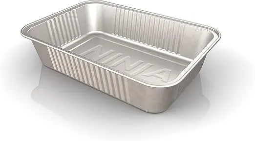 Ninja XSKTRYLRXL Woodfire Large Grease Tray Liners, Compatible with OG800 and OG900 Series, 5.91'' X 8.66'' X 1.97'', Pack of 10 Disposable Aluminum Foil Drip Pan, Silver