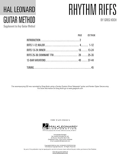 Rhythm Riffs Over 200 Riffs in All Styles - Book/Online Audio (Hal Leonard Guitar Method (Songbooks))