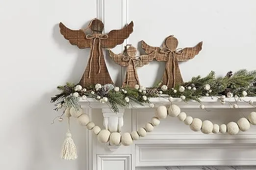 Mud Pie, White, Pom Tassel Garland, 60"