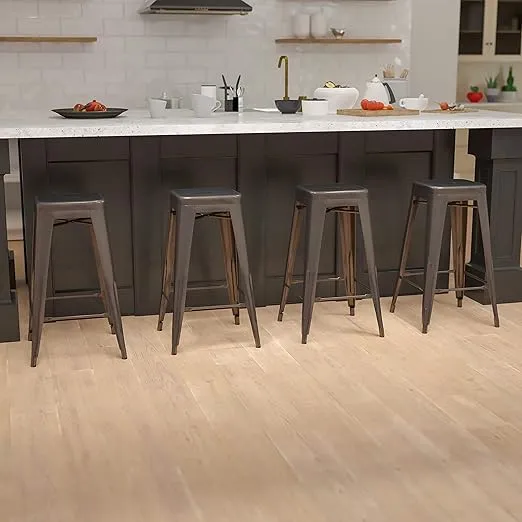 Flash Furniture Lily 30" High Metal Indoor Bar Stool in Gun Metal Gray - Stackable Set of 4