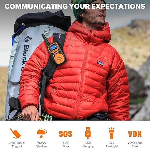 Wishouse Walkie Talkies for Adults Long Range-Handheld 2 Way Radios Rechargeable,Hiking Accessories Camping Gear Xmas Birthday Gift for Kids with Lamp,SOS Siren,NOAA Weather Alert,Easy to Use 4 Pack