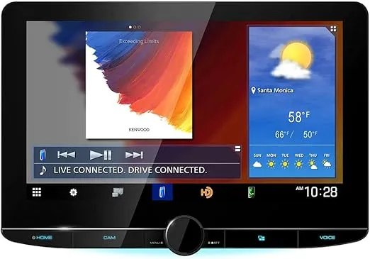 KENWOOD eXcelon Reference DMX1057XR 10.1" Digital Multimedia Bluetooth Car Stereo with USB, 10.1" Floating Touchscreen HD Display, AM/FM HD Radio, Double DIN, Apple CarPlay or Android Auto, SiriusXM