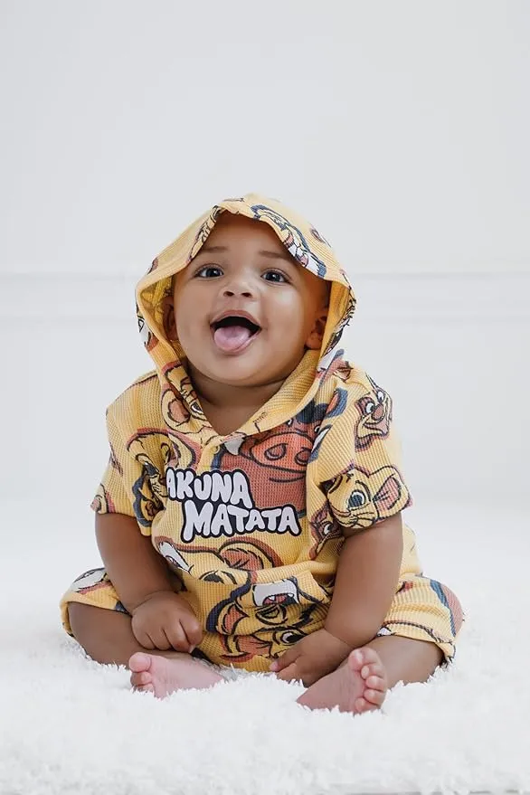 Disney Lion King Mickey Mouse Waffle Knit Pullover Hoodie and Shorts Newborn to Toddler