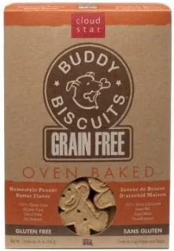 Buddy Biscuits 14 oz Box of Grain-Free Crunchy Dog Treats Made with Natural Peanut Butter