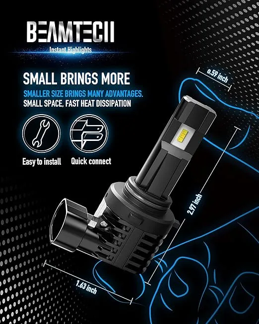BEAMTECH 9006 Bulbs, Fanless In Line HB4 Fog Light Bulb 6500K Xenon White Fog Light Of 2