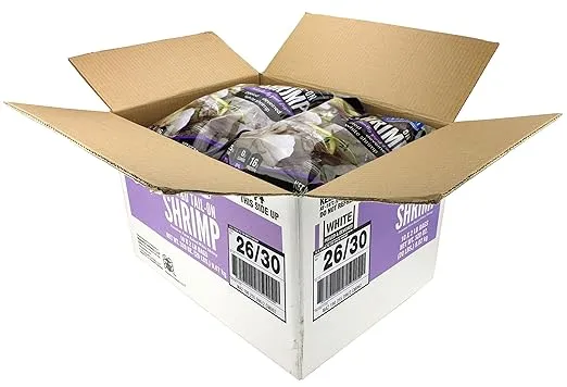 Seamazz 26/30 Peeled and Deveined Tail On Raw White Shrimp, 2 Pound - 10 per case.