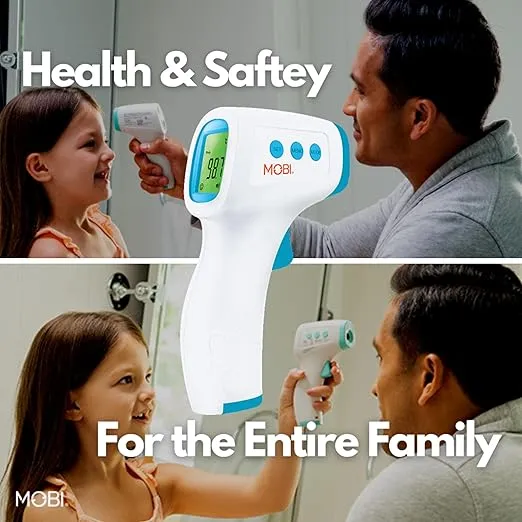 MOBI - Non-Contact Forehead Digital Thermometer with Object Temperature Mode - Touchless with High Fever Indicator - No Touch Thermometer for Baby, Kids, & Adults - Intrusive Free Readings