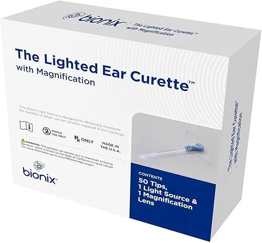Bionix - Lighted Ear Curette Variety Pack, Earwax Removal Kit, Helps Remove Wax Buildup, Safe Earwax Removal, Convenient & Easy-to-Use, Flexible, Ideal for Healthcare Providers, Single-Use (50 Count)