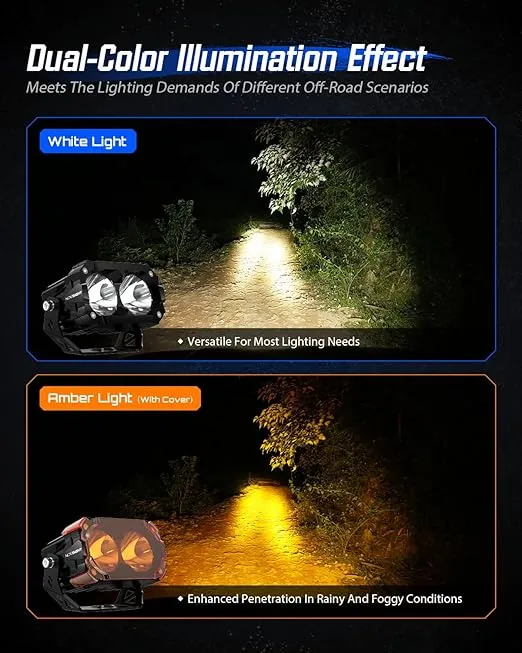 NOVSIGHT LED Pods, Off Road LED Lights Combo, 4.5 Inch Waterpfoor LED Light Pods LED Spot Lights for Trucks Wrangler Jeep Pickup Ram Suv Atv Boat (with Wiring Harness)