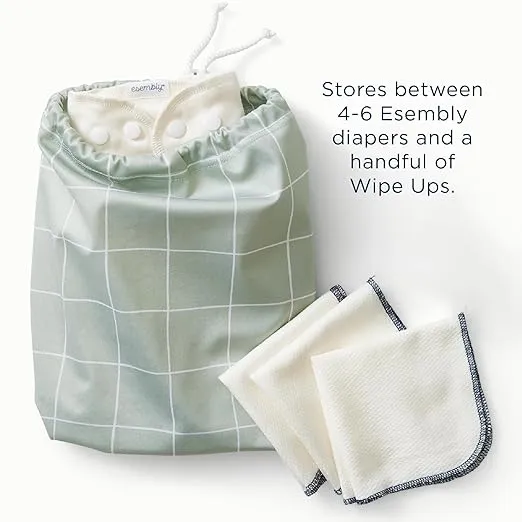Esembly Ditty Bag Duo, Waterproof Wet Dry Bags for Cloth Diapers, Messy Baby Accessories, Swimsuits, Gym Clothes, Toiletries and Snacks – Limited Edition Holiday Prints, Santas + Peace Joy (Pack of 2)
