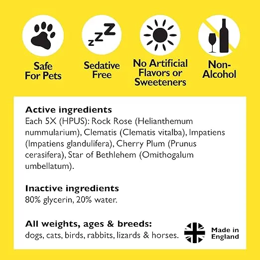 Bach RESCUE REMEDY PET Dropper 10mL, Natural Stress Relief, Calming for Dogs, Cats, & Other Pets, Homeopathic Flower Essence, Thunder, Fireworks, Travel, Separation, Sedative-Free