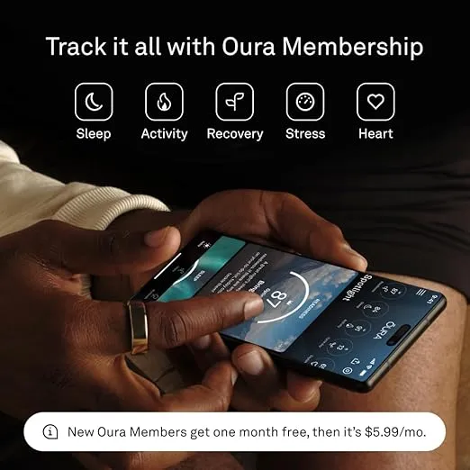 Oura Ring Gen3 Horizon - Black - Size 10 - Smart Ring - Size First with Oura Ring Gen3 Sizing Kit - Sleep Tracking Wearable - Heart Rate - Fitness Tracker - 5-7 Days Battery Life