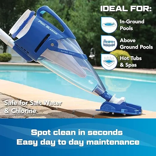 POOL BLASTER Centennial Cordless Pool Vacuum w/Pole Set - XL Debris Capacity & Advanced Filtration, Handheld Rechargeable Pool Cleaner for Sand, Silt & Leaves in Inground & Above Ground Pool