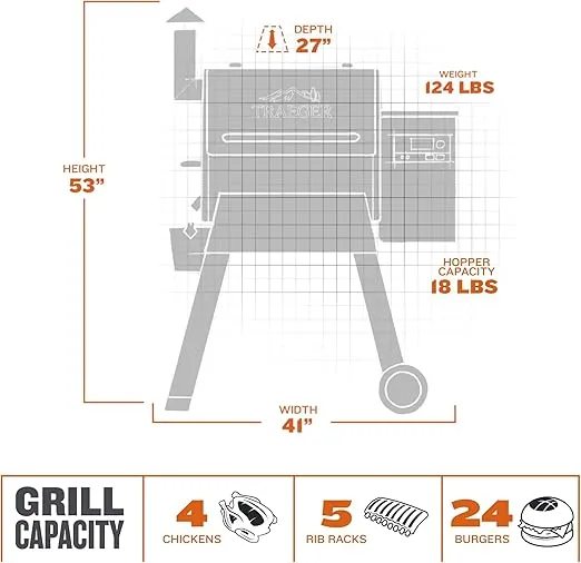 Traeger Grills Pro 575 Electric Wood Pellet Grill and Smoker, Black, 572 Square Inches Cook Area, 500 Degree Max Temperature, Meat Probe, 6 in 1 BBQ Grill with WiFi and app connectivity