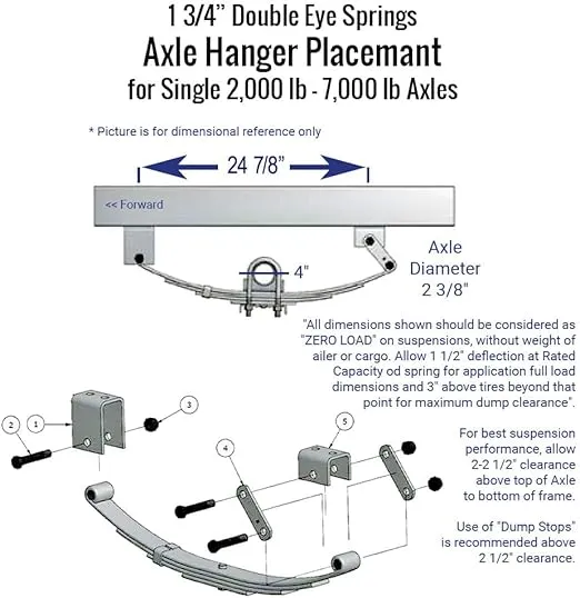 The Trailer Parts Outlet - 3.5k TK Trailer Axle - 3500 lb Idler - (4" Drop), 73/00 (Loose Spring Seats) / 5x4.5 Bolt Pattern