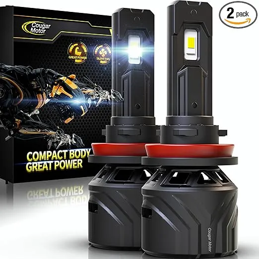 Cougar Motor H11 Bulbs, H11 Light Bulb H8 H9 Fog Lights 6500K White Non-Polarity H11 Fog Bulb Plug and Play - Pack of 2