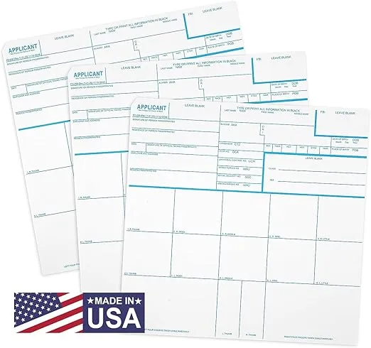 Made in USA - FD 258 Fingerprint Cards 2024, Form FD-258, 3 Pack - 11-1-20 Newest Version