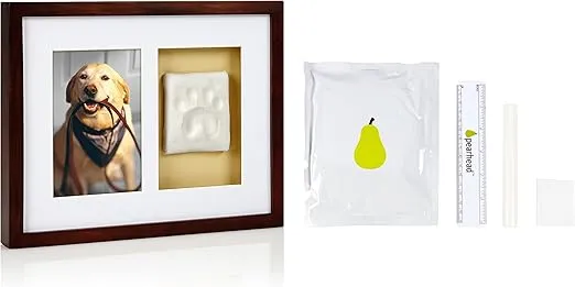 Pearhead Dog Or Cat Paw Prints Pet Wall Frame With Clay Imprint Kit, Pet Sentiment Keepsake Frame, Pet Memorial Picture Frame, Espresso 4 x 6"