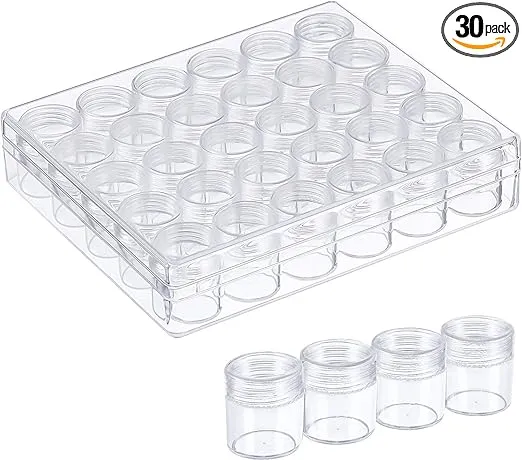 Blulu Diamond Painting Storage Containers Clear Plastic Bead Storage Containers Set with Storage Jars Diamond Painting Accessory Box for DIY(1.15 x 1 Inch)