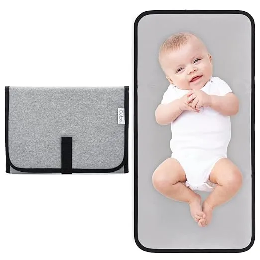 Baby Changing Pad, Portable Diaper Changing Pads for Newborn Girl & boy – Waterproof Travel Changing Station- Gift by Comfy Cubs (Solid Grey, Compact)