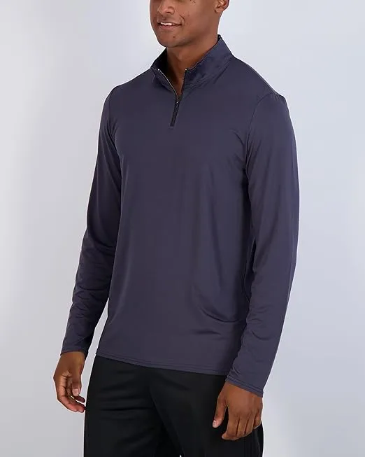 Real Essentials 3 Pack: Men's Dry-Fit Active Quarter Zip Long Sleeve Athletic Performance Pullover (Available In Big & Tall)