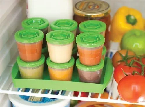 Baby Food Storage Containers w Write What You Want Lids (12 Pk) - 2oz Reusable Leakproof Plastic Jars & Tray- Freezer, Microwave & Dishwasher Safe- BPA/PVC Free, Compatible w Bullet Blender, Xmas Gift